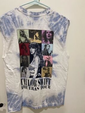 Taylor Swift The Eras Tour Tie-Dye Muscle Tee - Blue & White